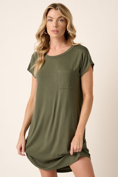 Bamboo T-Shirt Dress - Olive