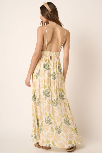 Palm Leaf Print Maxi Dress