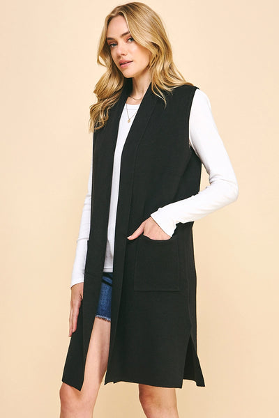 Parker Sleeveless Cardigan - Black
