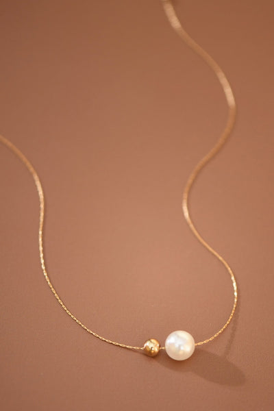 18k Gold Dipped Bead + Pearl Necklace