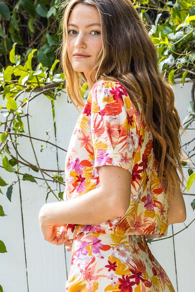 Tropic Bloom Wrap-Style Top