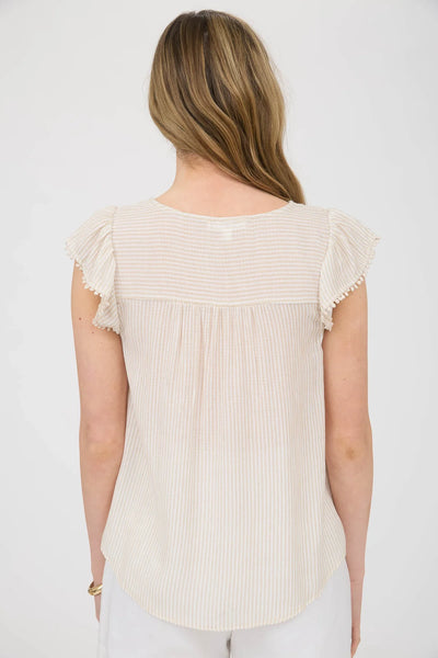 Dani Stripe Lace Short Sleeve Top