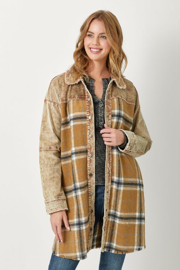 Corduroy + Plaid Shacket
