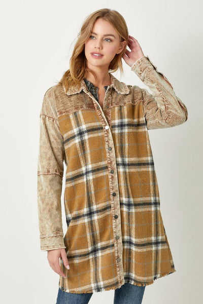 Corduroy + Plaid Shacket