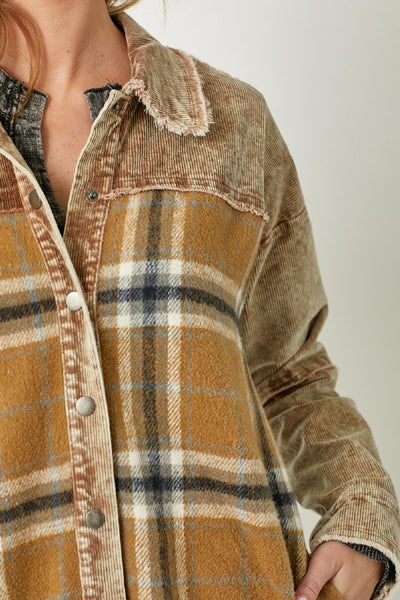 Corduroy + Plaid Shacket