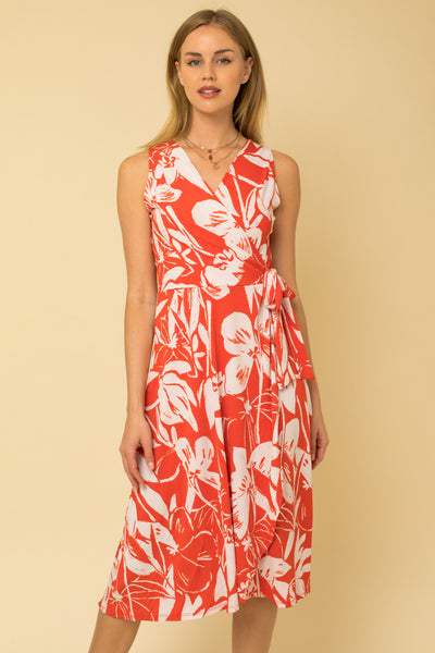 Floral Faux Wrap Midi Dress