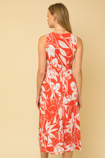 Floral Faux Wrap Midi Dress