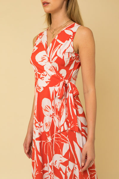 Floral Faux Wrap Midi Dress