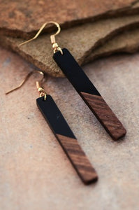 Wood + Resin Bar Earrings