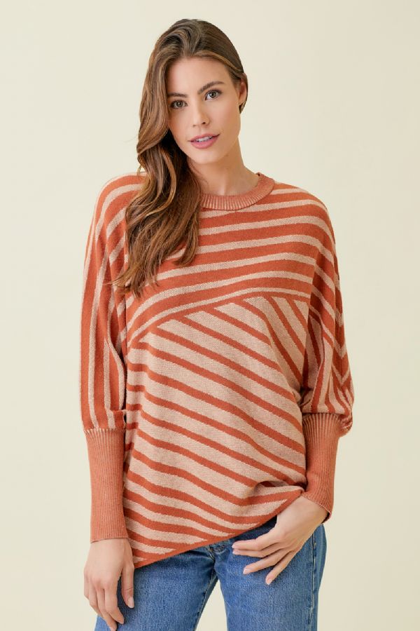 Jacquard Striped Pullover