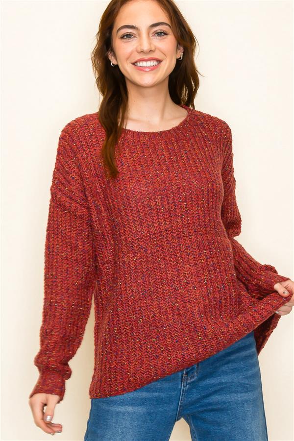 Rust Orange Confetti Sweater