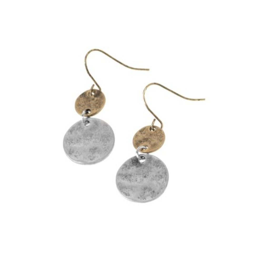 Silver + Gold Disc Earrings