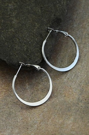 Silver Round Hoop Earrings