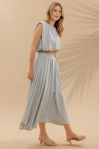 Sara Sky Blue Midi Skirt