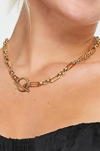 18k Gold Dipped Toggle Clasp Necklace