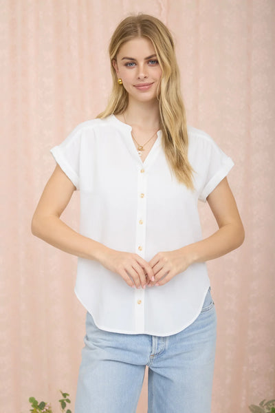 Bianca Button Front Top - White