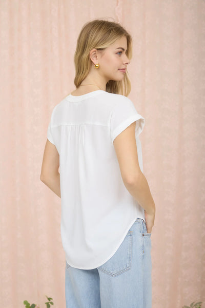 Bianca Button Front Top - White