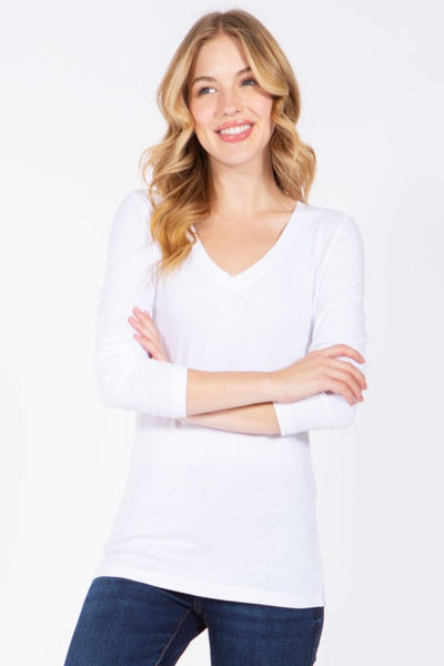 Classic Cotton Long Sleeve V-Neck