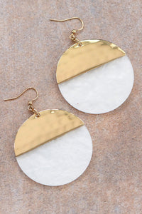 White + Gold Drop Earrings