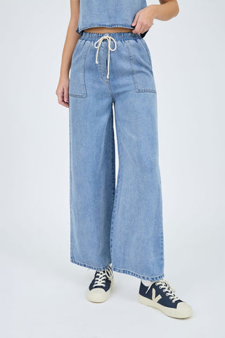 Drawstring Chambray Pants