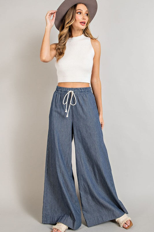 Wide Leg Pinstripe Pants