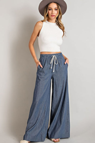 Wide Leg Pinstripe Pants