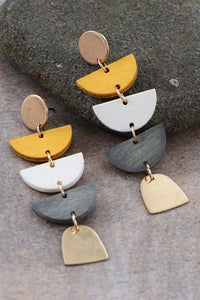 Wood + Gold Drop Earrings