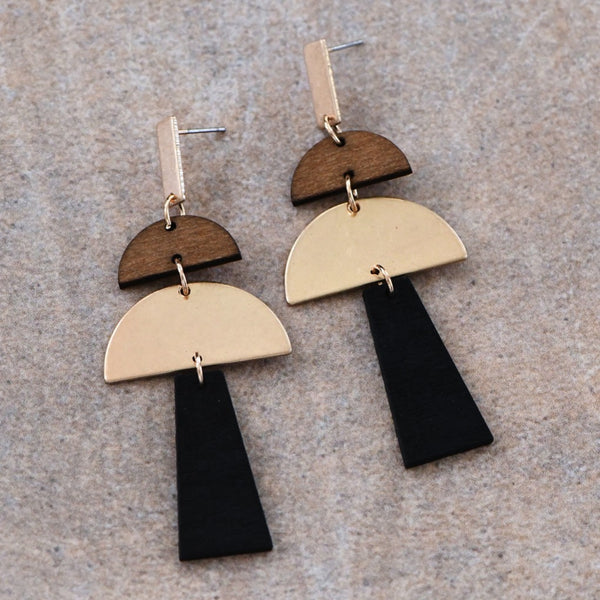 Wood + Gold Earrings