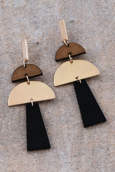 Wood + Gold Earrings