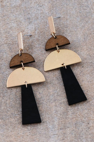 Wood + Gold Earrings