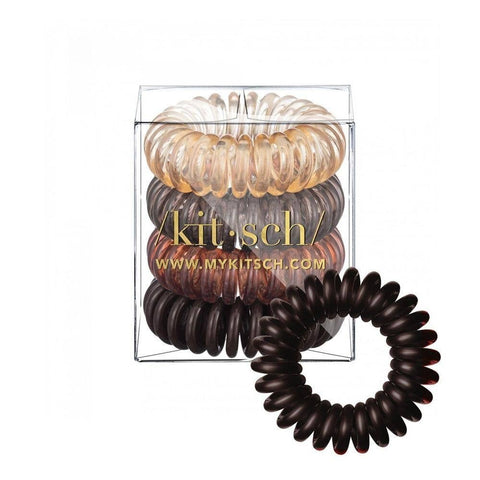 Spiral Hair Ties 4 Pack - Brunette