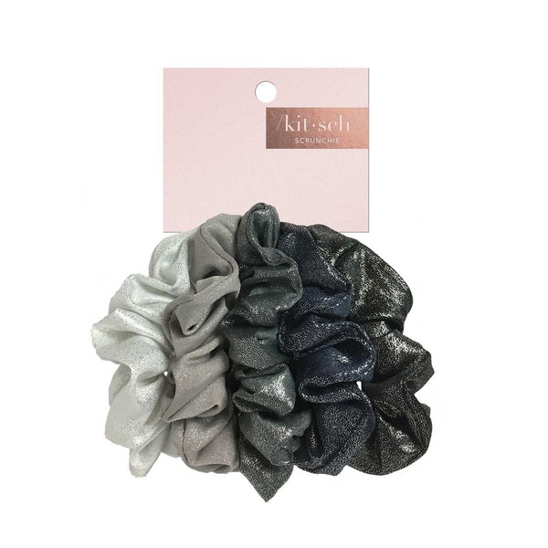 Metallic Scrunchies - Black + Gray