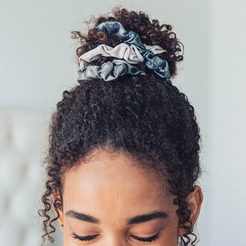 Metallic Scrunchies - Black + Gray