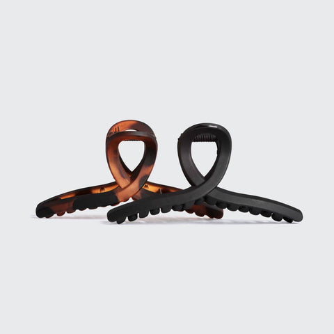 Recycled Plastic Large Loop Claw Clips 2pc - Black & Tort