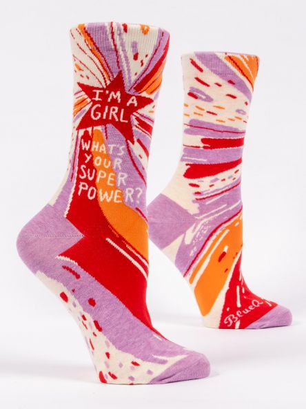 I'm a Girl, What's Your Super Power? - Women's Crew Socks