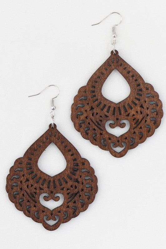 Laser Cut Wood Earrings
