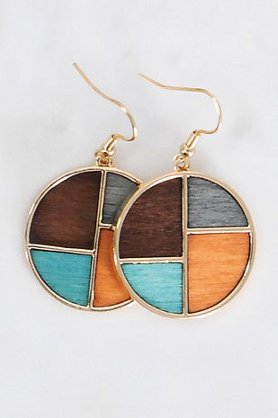 Multicolor Boho Wood Earrings