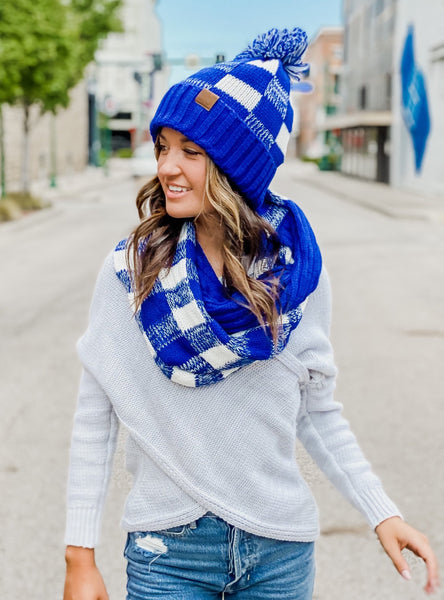 CC Beanie Buffalo Check Infinity Scarves