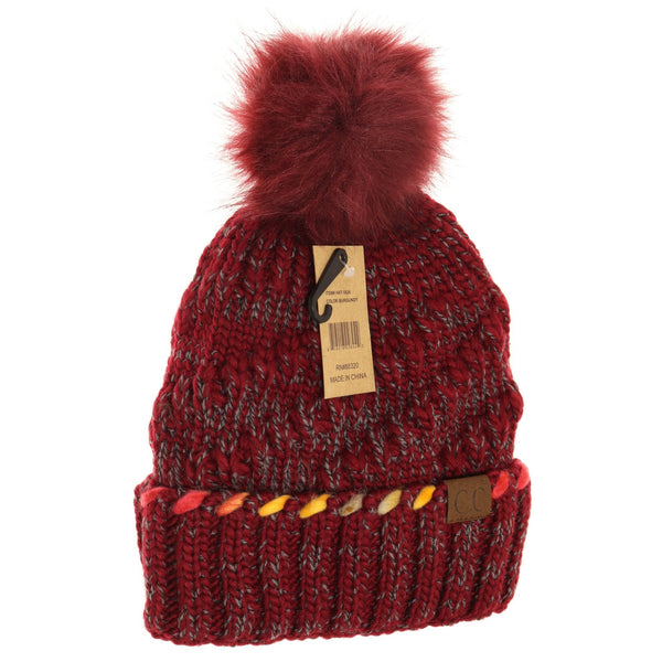 CC Beanie Fur Pom Hats - Ombré