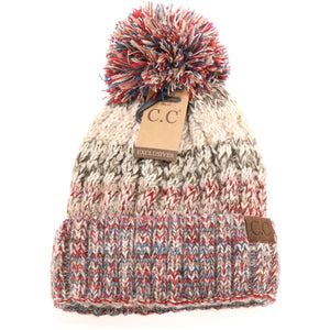 CC Beanie Pom Hats - Tri-Color