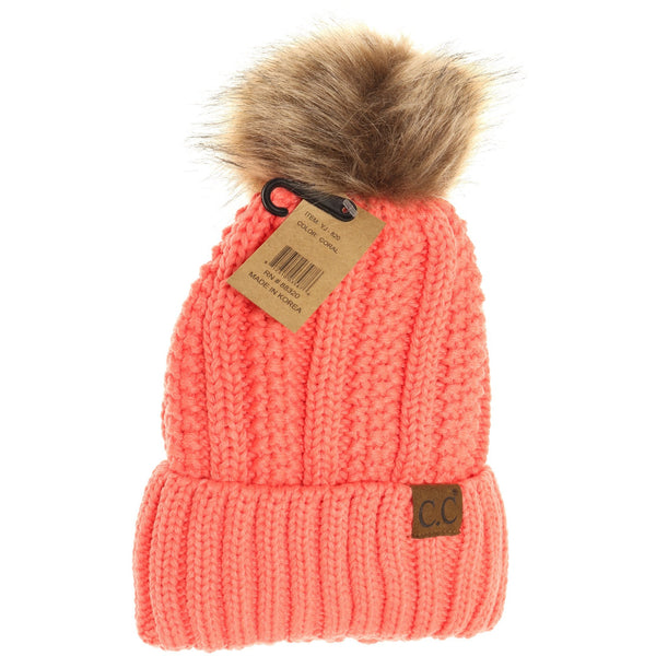 CC Beanie Fur Pom Hats - Solid