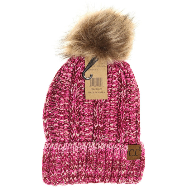 CC Beanie Fur Pom Hats - Multicolored