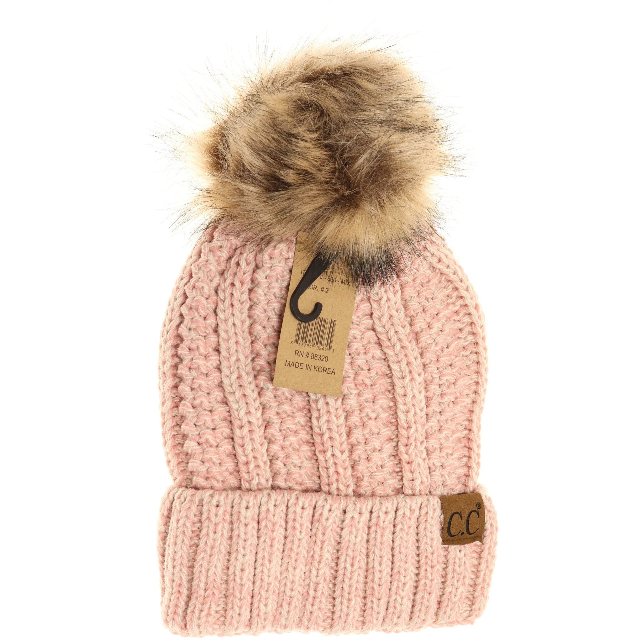 CC Beanie Fur Pom Hats - Multicolored
