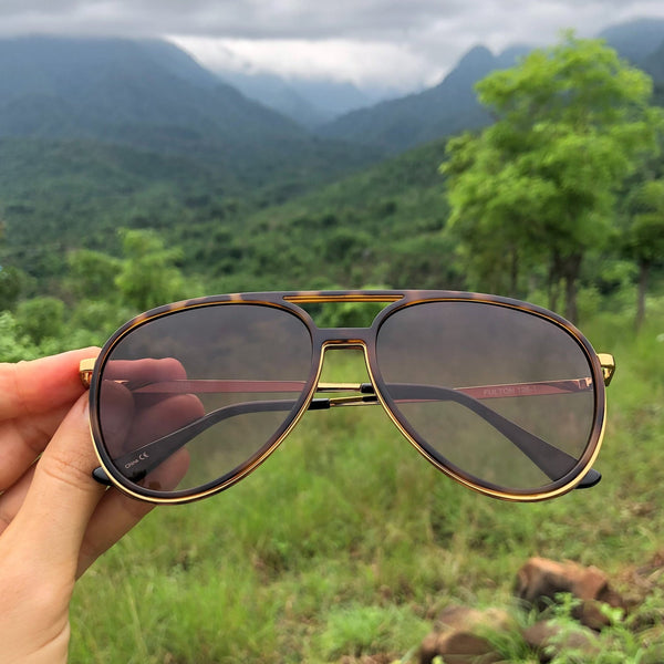 Gold Outlined Aviator Sunglasses