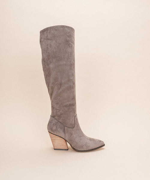 Grey Knee High Boots