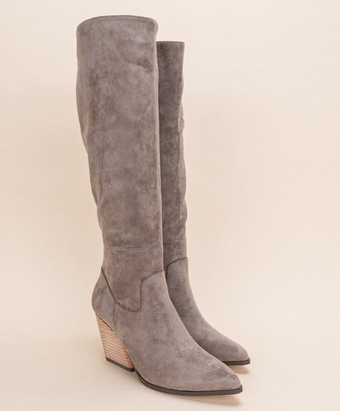 Grey Knee High Boots