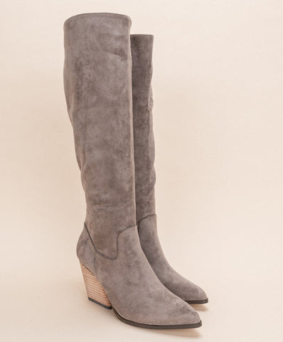 Grey Knee High Boots