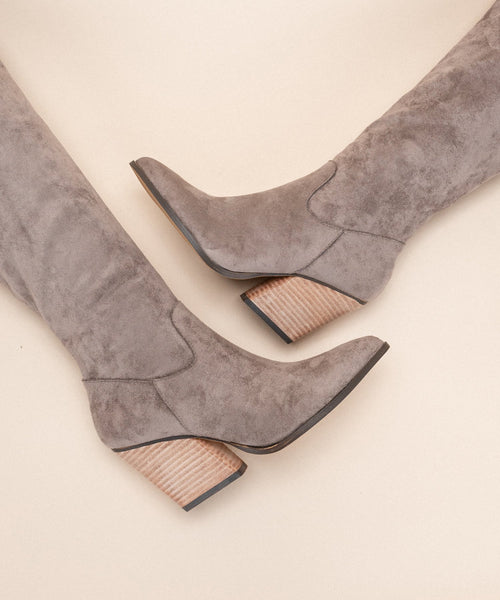Grey Knee High Boots