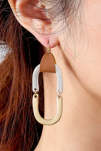 Oval Leather Drop Earrings