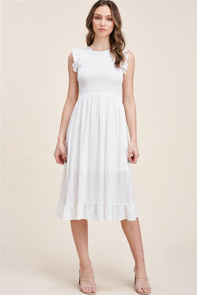 Anika Smocked Dress - White
